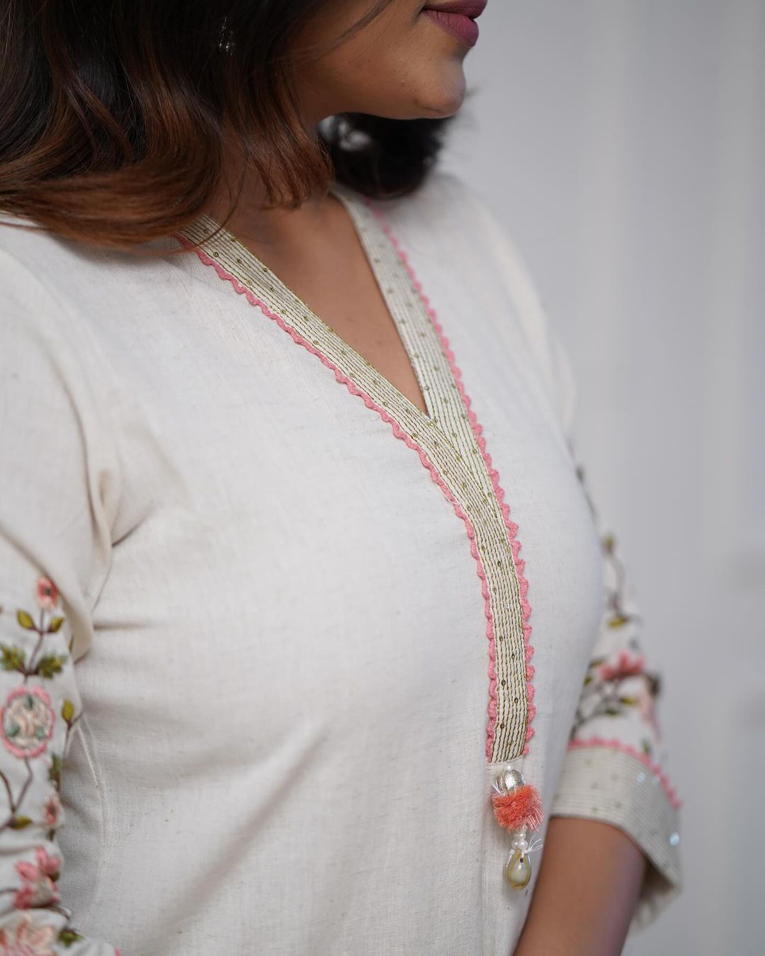 Strength Kurta with sequin embroidery and Kodi tassel detail