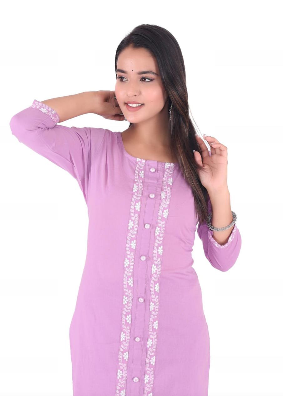 Embroidered Cotton Kurta with Palazzo Set